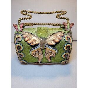 Vintage Mary Frances Philippines Butterfly Beaded Embellished Hand Bag Purse VTG